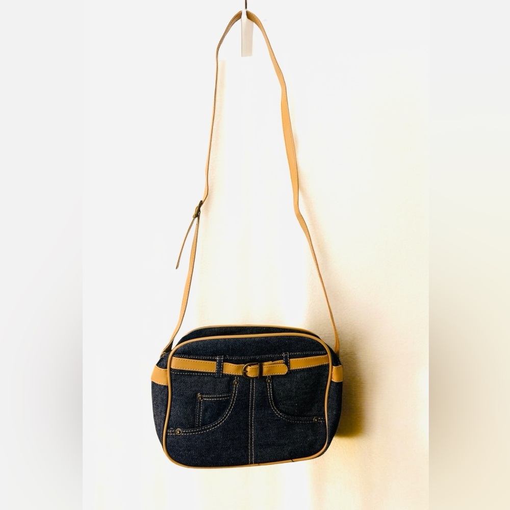 Retro Denim Two-Compartment Crossbody
